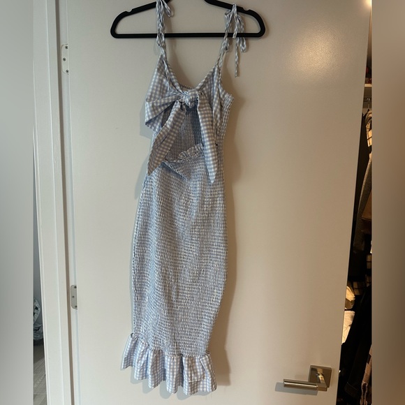 Blue & white midi gingham dress - Picture 1 of 2